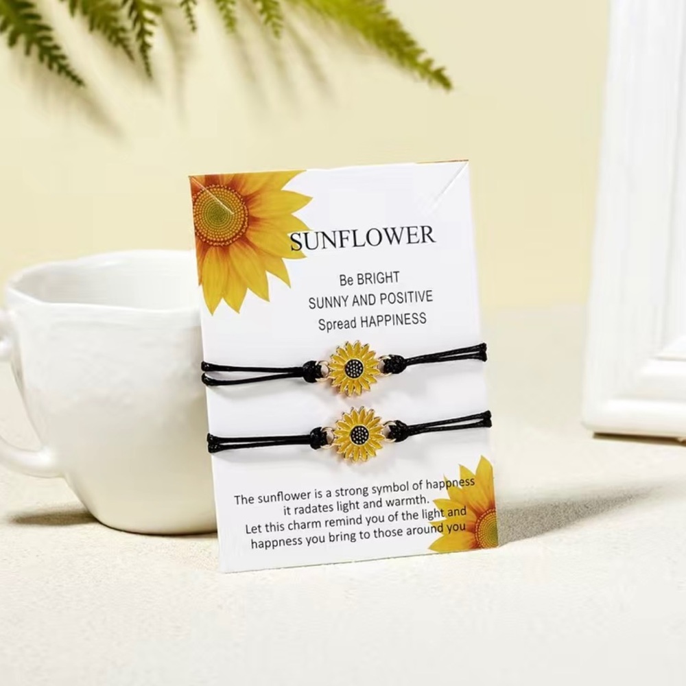 Pair of sunflower spread‎ happiness bracelets